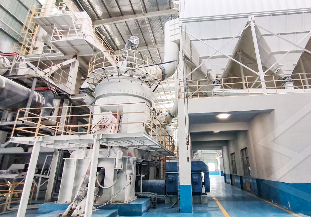 calcium carbonate powder factory interior with vertical mill